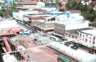 Ketchikan, view from the top of a cruise ship, at the dock, looking North.