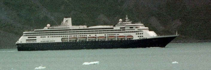 The Volendam, as seen from the Norwegian Wind, in Glacier Bay