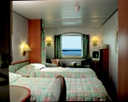 Norwegian Wind Deluxe Oceanview Stateroom with two single beds.