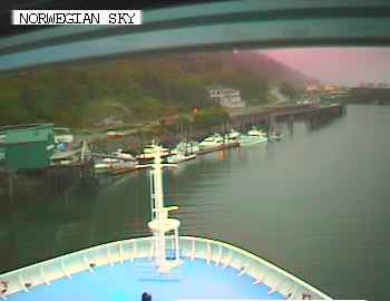 Picture from the Norwegian Sky's ship cam looking at the Franklin Street Dock(Princess Dock) in Juneau.